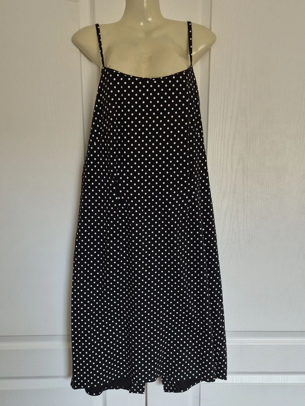 Custom- Made Black Polka Dot Spaghetti Strap Dress